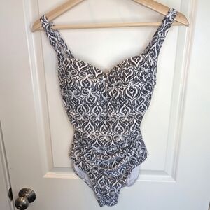 BOND-EYE Australia One Piece Swimsuit Black and White Print Pattern Size 6